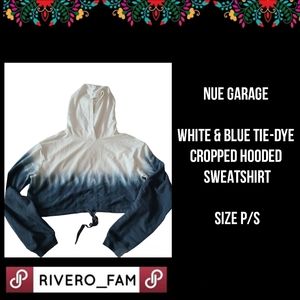 NUE GARAGE | WHITE & BLUE TIE-DYE | CROPPED HOODED SWEATSHIRT | SIZE P/S